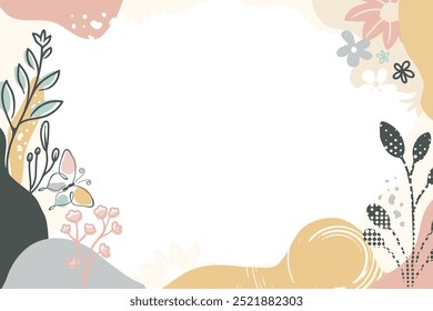 Decorative abstract floral border with pastel tones. Vector illustration