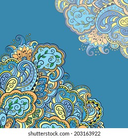 Decorative abstract floral corner. Vector illustration 