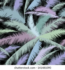 Decorative abstract floral seamless pattern. Palm leaves seamless background.