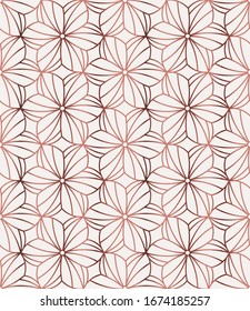 Decorative abstract floral seamless pattern in rose gold colors. Traditional oriental ethnic background. Vector illustration.