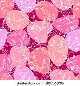 Decorative abstract floral seamless pattern with stains and dots
