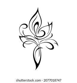 decorative abstract flower on a stem with a leaf and curls. graphic decor