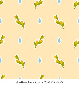 Decorative abstract flower vector seamless pattern. Scandinavian childish summer colorful floral background. Childish doodle surface design for textile fabric