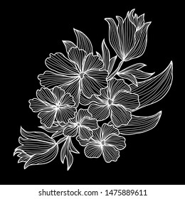 Decorative abstract  flowers, design elements. Can be used for cards, invitations, banners, posters, print design. Floral background in line art style