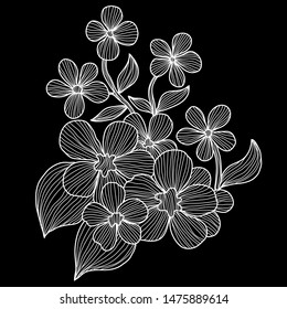 Decorative abstract  flowers, design elements. Can be used for cards, invitations, banners, posters, print design. Floral background in line art style