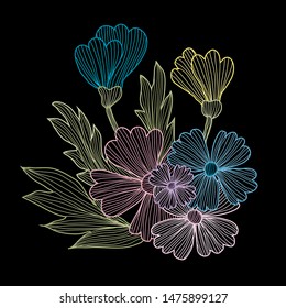 Decorative abstract  flowers, design elements. Can be used for cards, invitations, banners, posters, print design. Floral background in line art style