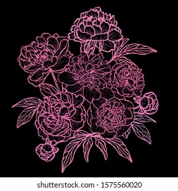 Decorative abstract  flowers, design elements. Can be used for cards, invitations, banners, posters, print design. Floral background in line art style