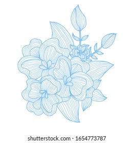 Decorative abstract  flowers, design elements. Can be used for cards, invitations, banners, posters, print design. Floral background in line art style