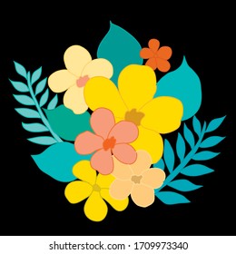 Decorative abstract  flowers, design elements. Can be used for cards, invitations, banners, posters, print design. Floral background in line art style