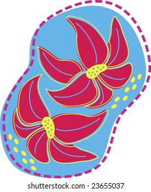 A decorative abstract of flowers in dotted line.