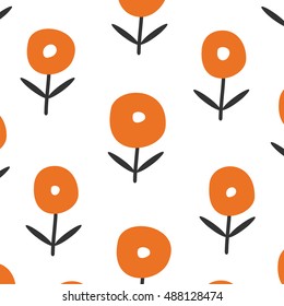 Decorative abstract flowers vector pattern. Design illustration background.