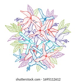 Decorative abstract forsythia  flowers, design elements. Can be used for cards, invitations, banners, posters, print design. Floral background in line art style