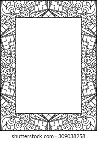 Decorative Abstract Frame, Black And White Ornament With Empty Place For Your Text. Vector Illustration.