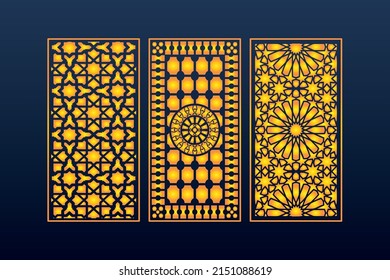 Dekorative abstrakte geometrische islamische Hintergründe Elegante Ornamente Karte Einladung Cnc Cut