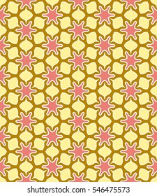 Decorative abstract geometric ornament, colored seamless pattern. Tribal ethnic arabic, indian, turkish seamless background. Graphic design for fabric or paper print with repeating texture