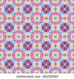 Decorative abstract geometric ornament, colored seamless pattern. Tribal ethnic arabic, indian, turkish seamless background. Graphic design for fabric or paper print with repeating texture