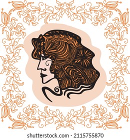 Decorative abstract girl. Vector illustration