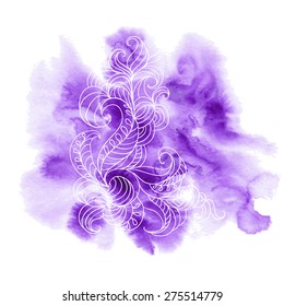 Decorative abstract hand drawn element, ornate paisley lace pattern