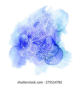 Decorative abstract hand drawn element, ornate paisley lace pattern