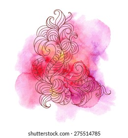 Decorative abstract hand drawn element, ornate paisley lace pattern