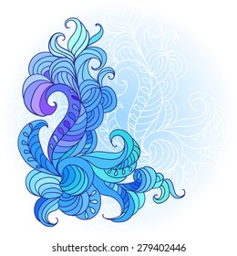 Decorative abstract hand drawn element, ornate paisley lace pattern
