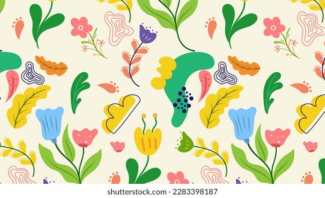 Decorative abstract illustrations with colorful Floral Background of Seamless pattern design for paper, cover, fabric, pacing and other.