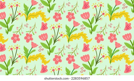 Decorative abstract illustrations with colorful Floral Background of Seamless pattern design for paper, cover, fabric, pacing and other.