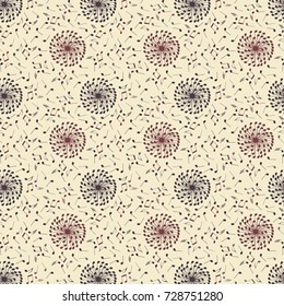 Decorative, abstract music notes and dandelion pattern on light background which can be used for design fabric, backgrounds, wrapping paper.
