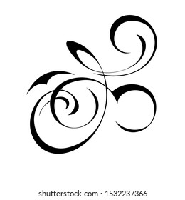 decorative abstract ornament with curls in black lines on a white background