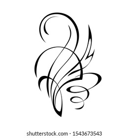 decorative abstract ornament with curls in black lines on a white background