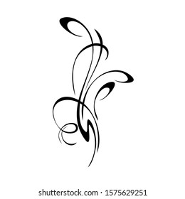 decorative abstract ornament with curls in black lines on a white background