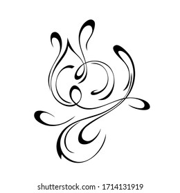 decorative abstract ornament with curls in black lines on a white background