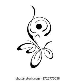 decorative abstract ornament with curls in black lines on a white background