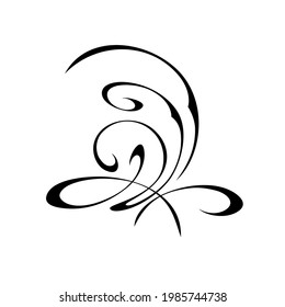 decorative abstract ornament with curls in black lines on a white background