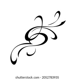 decorative abstract ornament with curls in black lines on a white background