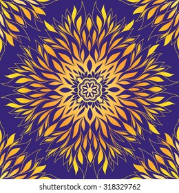 Decorative abstract ornament pattern. Vintage round elements. Hand drawn mandala background.