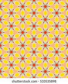 Decorative abstract ornament, stylized floral geometric seamless pattern. Tribal ethnic seamless background. Colorful textile design for printing on a fabric or paper with repeating texture