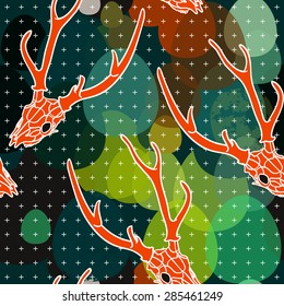 Decorative abstract pattern background with crosses and sugar skull.