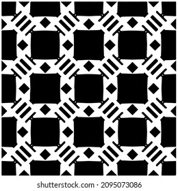 Decorative abstract pattern. Black and white seamless geometric pattern.