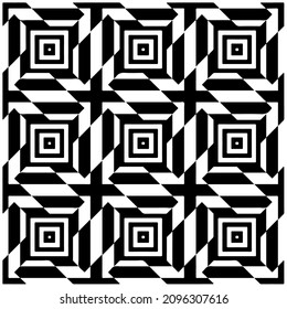 Decorative abstract pattern. Black and white seamless geometric pattern.