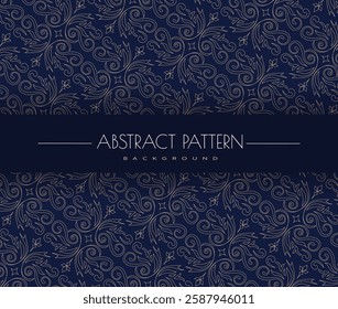 Decorative abstract pattern with intricate golden line art on a dark blue background. Elegant and stylish seamless design with floral and ornamental elements. Vector illustration