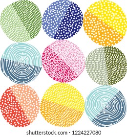 Decorative abstract polka dots in the style of the 60s.
 Cheerful polka dot vector seamless pattern. Can be used in textile industry, paper, background, scrapbooking.