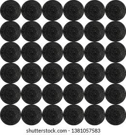 Decorative abstract polka dots in the style of the 60s. Cheerful polka dot vector seamless pattern. Can be used in textile industry, paper, background, scrapbooking.