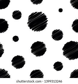 Decorative abstract polka dots in the style of the 60s.. Cheerful polka dot vector seamless pattern. Can be used in textile industry, paper, background, scrapbooking.
