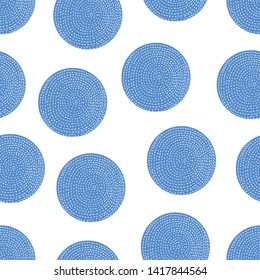 Decorative abstract polka dots in the style of the 60s.
 Cheerful polka dot vector seamless pattern. Can be used in textile industry, paper, background, scrapbooking.