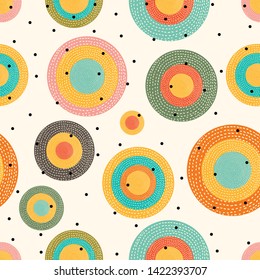 Decorative abstract polka dots in the style of the 60s.Can be used in textile industry, paper, background, scrapbooking.