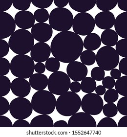Decorative abstract polka dots in the style of the 60s. Cheerful polka dot vector seamless pattern. Can be used in textile industry, paper, background, scrapbooking.