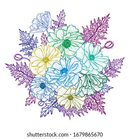 Decorative abstract poppy  flowers, design elements. Can be used for cards, invitations, banners, posters, print design. Floral background in line art style