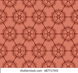 Decorative abstract seamless background, geometric floral pattern. brown color