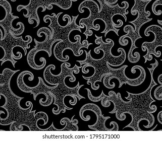 Decorative abstract seamless pattern with doodles and figured lines